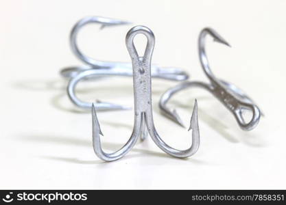 Fishing hook isolated on white background close up