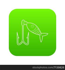 Fishing lure icon green vector isolated on white background. Fishing lure icon green vector