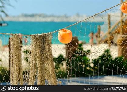 Fishing net on beach. Fishing net on beach in Dubai, United Arab Emirates