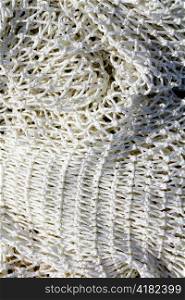 fishing new white net texture closeup in Mediterranean port