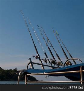 Fishing rods on a boat, Sayulita, Nayarit, Mexico