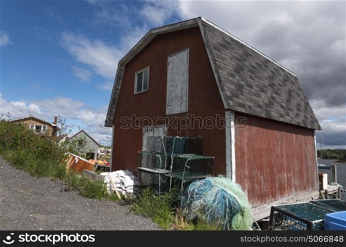Fishing sheds at harbor, West Dover, Halifax, Nova Scotia, Canada