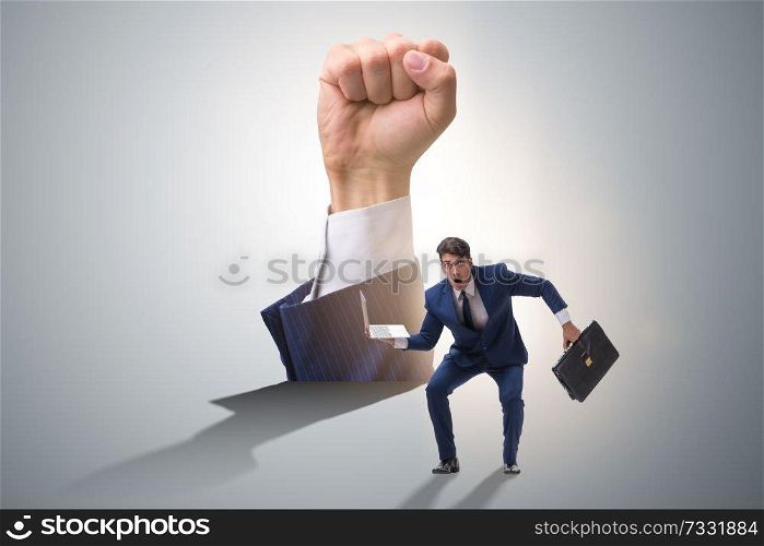 Fist gesture in business concept