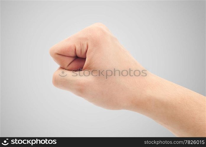 Fist. Gesture of the hand on white background