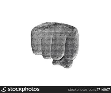 Fist Hand on White - Silver / Metalic hand gesture artwork.