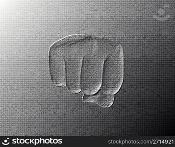 Fist Hand - Silver / Metalic hand gesture artwork.