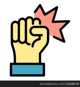 Fist punch icon. Outline fist punch vector icon color flat isolated. Fist punch icon color outline vector