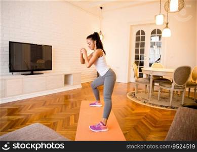Fit woman exsercise in the room at home