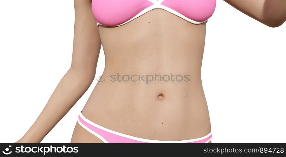 Fitness Abs of a Woman in a Bikini. Fitness Abs of a Woman