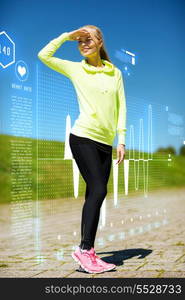 fitness and lifestyle concept - woman doing sports outdoors