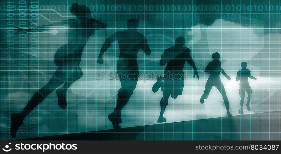 Fitness App Tracker Software Silhouette Illustration. Global Technology
