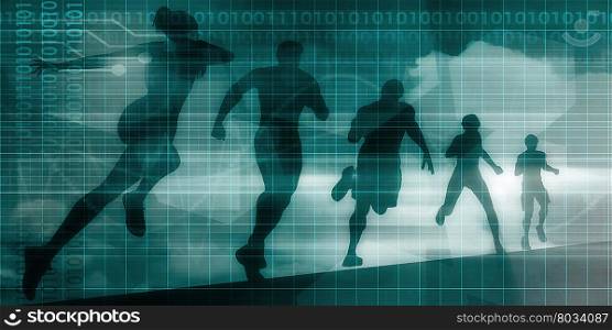 Fitness App Tracker Software Silhouette Illustration. Global Technology