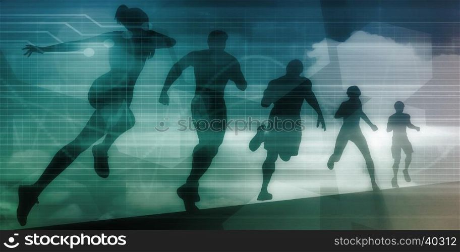 Fitness App Tracker Software Silhouette Illustration. Sound Engineering and Mixing