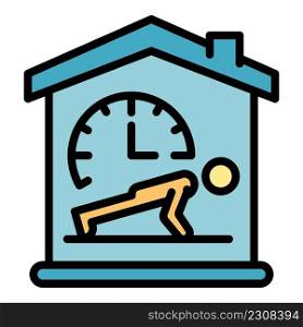 Fitness at home icon. Outline fitness at home vector icon color flat isolated. Fitness at home icon color outline vector