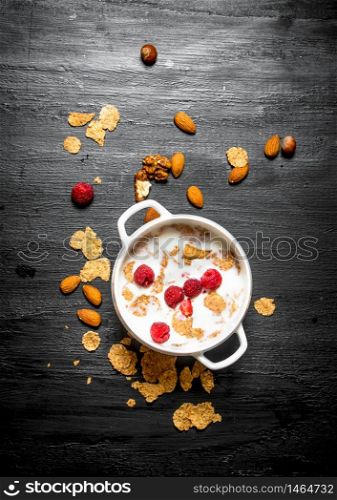 Fitness food. Cereal with nuts and berries.. Cereal with nuts and berries.