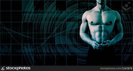 Fitness Presentation Background with Muscular Man. Fitness Presentation Background