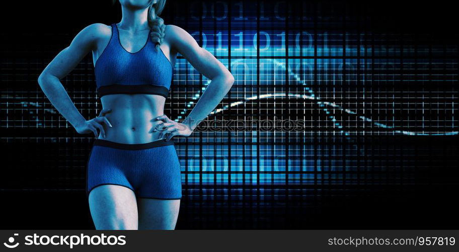 Fitness Presentation Background with Toned Woman. Fitness Presentation Background