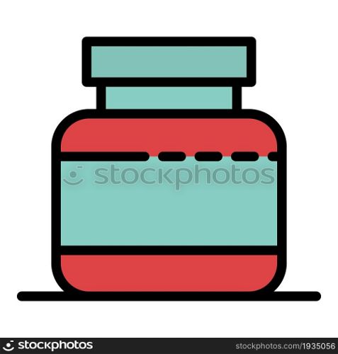 Fitness protein jar icon. Outline fitness protein jar vector icon color flat isolated. Fitness protein jar icon color outline vector