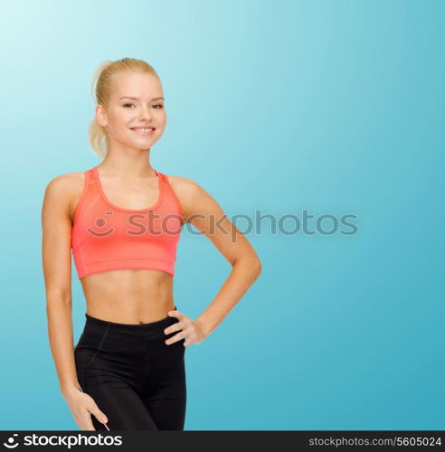 fitness, sport and diet concept - beautiful athletic woman in sportswear