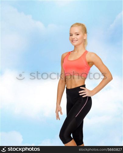 fitness, sport and diet concept - beautiful athletic woman in sportswear