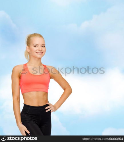 fitness, sport and diet concept - beautiful athletic woman in sportswear