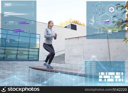 fitness, sport and people concept - woman exercising on bench outdoors. woman exercising on bench outdoors