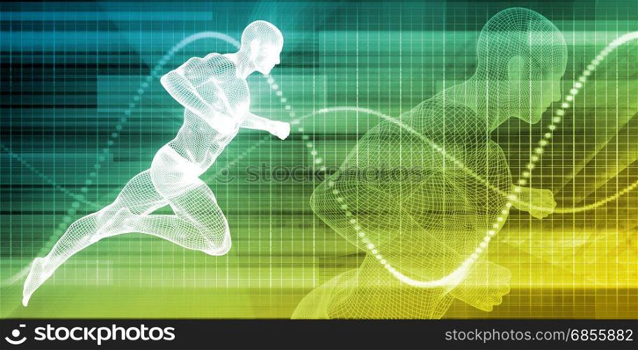 Fitness Training Abstract Background Concept with Man Running. Fitness Training