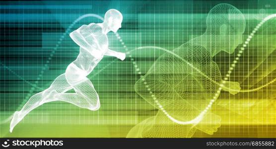 Fitness Training Abstract Background Concept with Man Running. Fitness Training