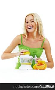 fitness woman make an orange juice