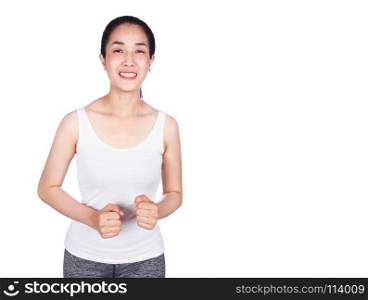 fitness woman running isolated on a white background