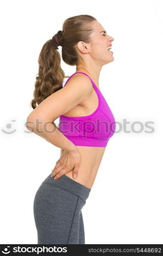 Fitness young woman with back pain