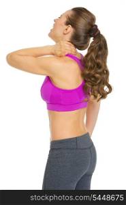 Fitness young woman with neck pain