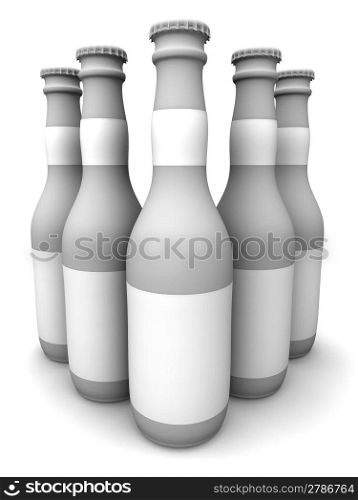 Five botles of beer. 3d