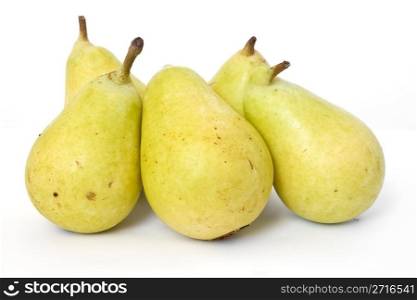 five coscia pears isolated on white background