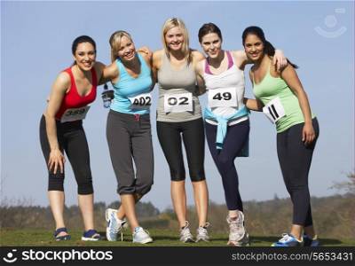 Five Female Runners Training For Race