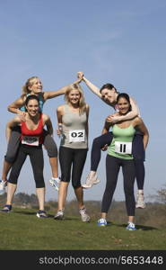 Five Female Runners Training For Race