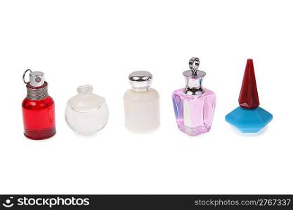 five flasks with perfume