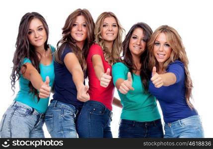 Five good friends saying Ok isolated on a white background