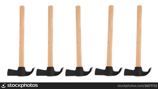 Five hammers - a over white background -