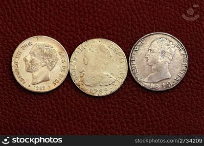 five pesetas spain old coins Alfonso XII Carlos III Ioseph Napoleon