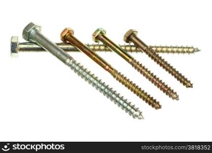 Five screws isolated over white background&#xA;