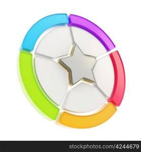 Five sector colorful star emblem copyspace diagram icon isolated on white background