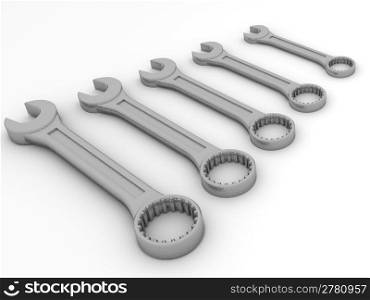 Five spanners. 3d