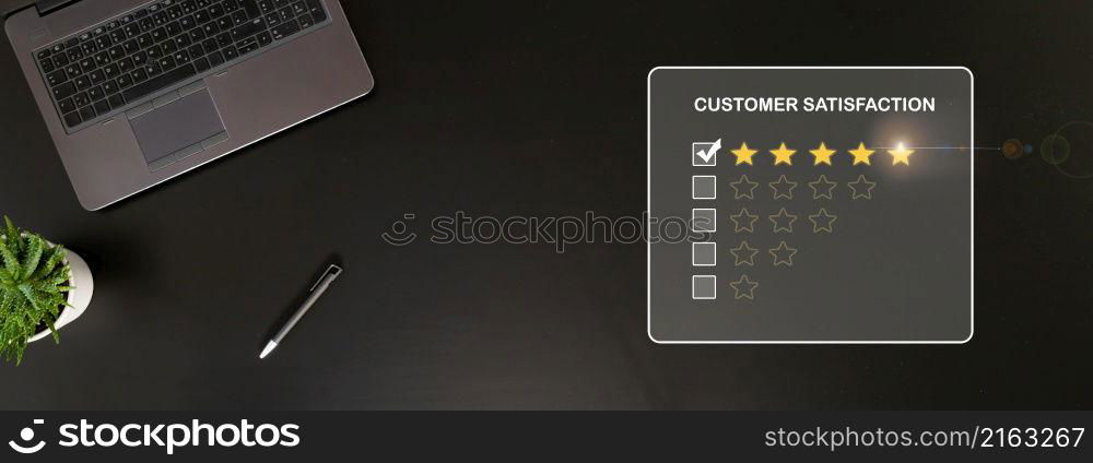 Five stars in the dark. Customer experience and satisfaction concept.