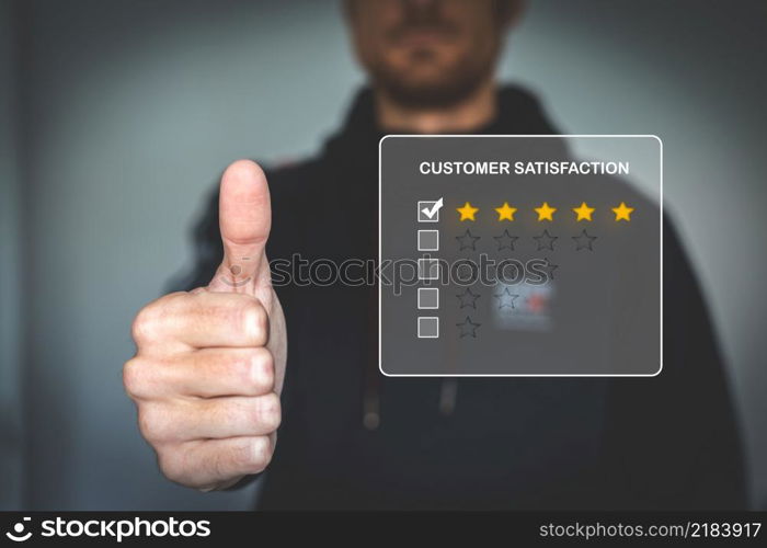 Five stars in the dark. Customer experience and satisfaction concept.