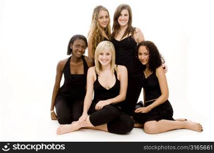 Five teenage girls posing