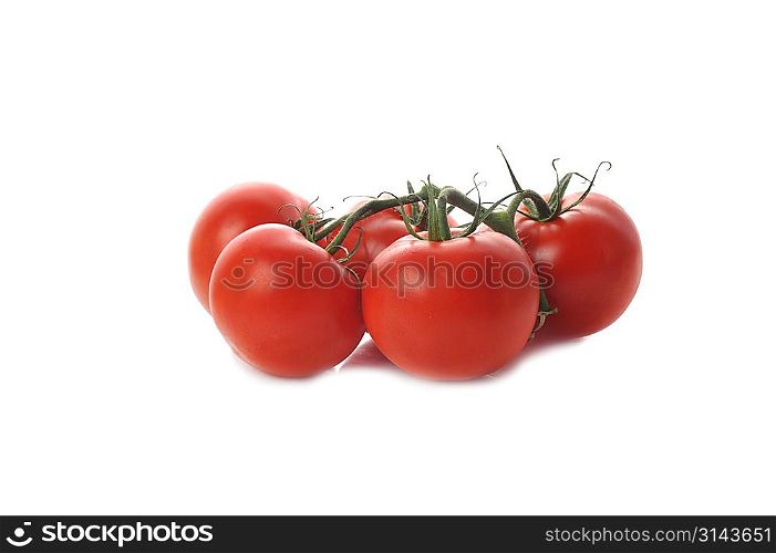 five tomato twig isolated on white