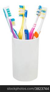 five tooth brushes and interdental brush
