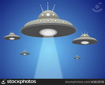 Five UFO&acute;s flying in the sky