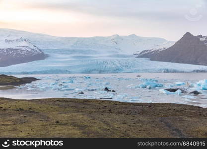 Fjallsarlon Glacial Lagoon of Vatnajokull Glacier Iceland